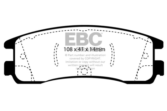 EBC Redstuff rear brake pads for Buick Allure 2008-2009, performance brake pads with red friction material for enhanced braking.