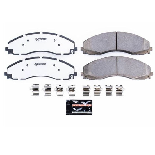 PowerStop Z36 front performance brake pads for Ford F-450 Super Duty 2017-2019 with hardware, designed for truck and tow applications.