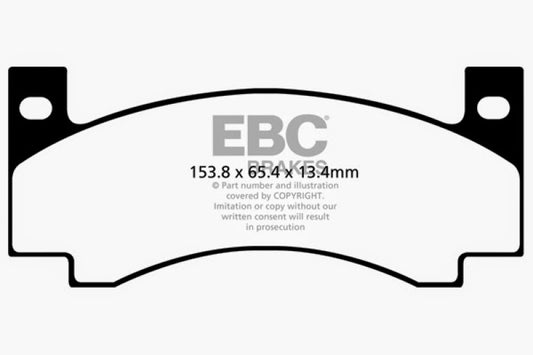 EBC Redstuff front brake pads for Chrysler 300 1969-1971, high-performance brake pads with red friction material for improved braking.