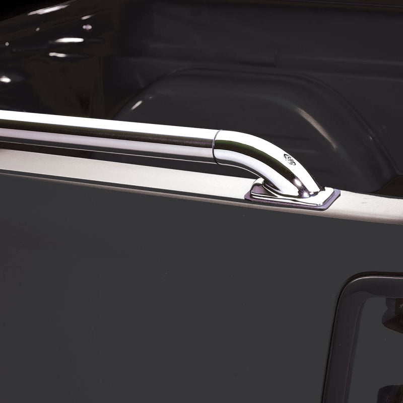 Putco Sportside SSR Locker side rails on a Chevrolet S-10 truck, showing durable exterior body armor and rugged rock rail design.