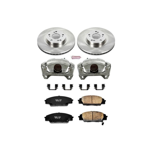 PowerStop OE front brake kit with calipers for Acura RSX 2002-2006, includes brake rotors and calipers for enhanced stopping power.