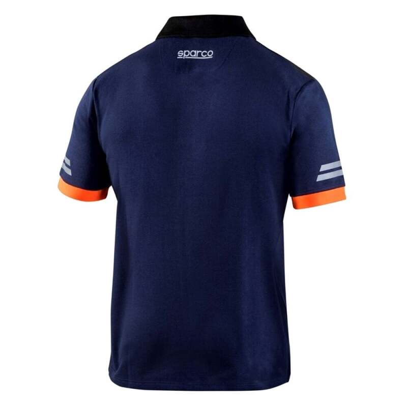 Navy and orange Sparco TW Polo shirt in large size, featuring a classic collared design and sporty style.