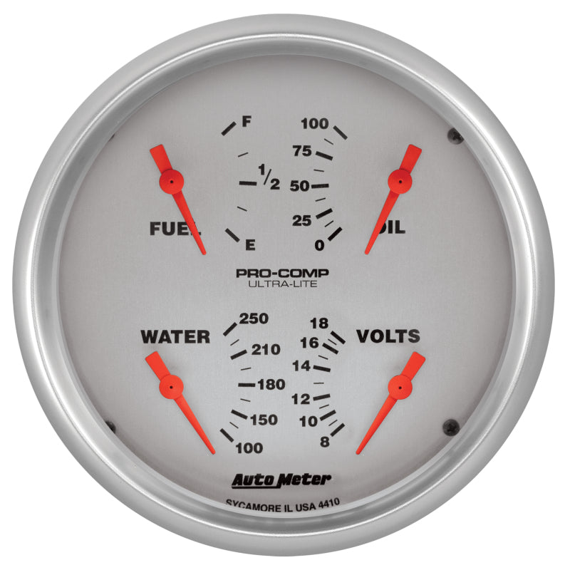Autometer Ultra-Lite Quad Gauge 5in. 240Ohm (E) - 33Ohm (F) Electric