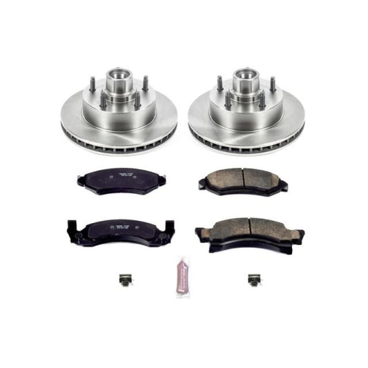 PowerStop OE front brake kit for 1986 Ford E-150, includes brake rotors and pads for vehicle safety and performance.