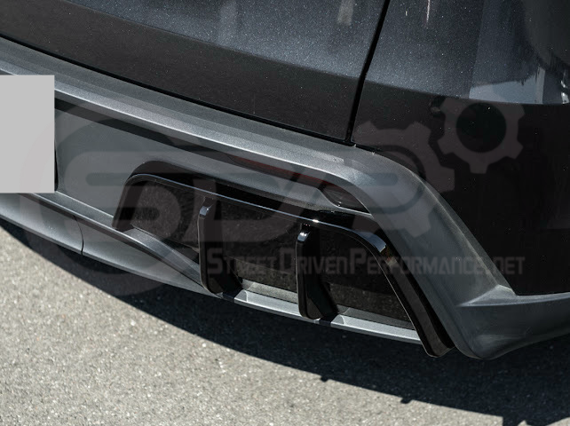 2025-Up Tesla Model Y | Fast Style Glossy Black Rear Bumper Finned Diffuser