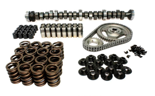 COMP Cams FE 295T H-107 camshaft kit showing a detailed view of the camshaft with branding and gear for automotive engine upgrades.