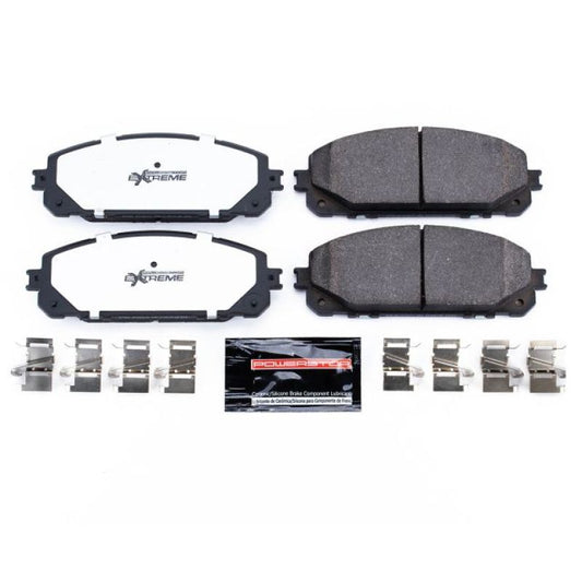 PowerStop 14-19 Jeep Cherokee front Z36 truck and tow brake pads with hardware, designed for performance and reliable stopping power.