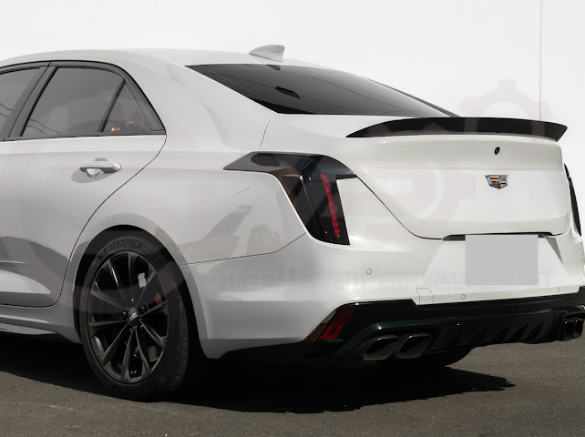 2020-Up Cadillac CT4 | SMOKE TINTED Rear Tail Light Trim Bezel Cover Pair