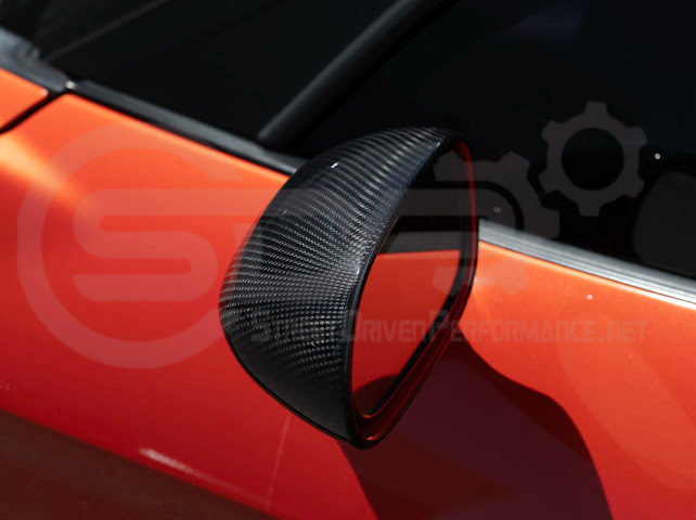 Set of four dry carbon fiber side mirror cover caps for 2005-2013 Chevy Corvette C6, tape-on style, by Street Driven Performance