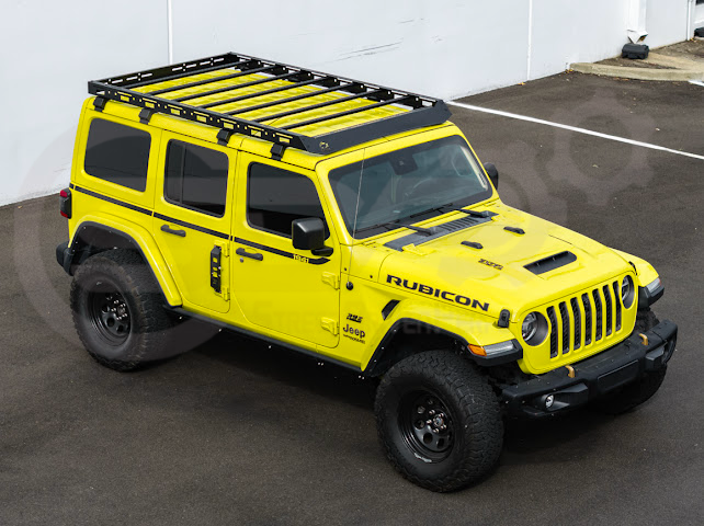 2018-UP JEEP WRANGLER JL & 2020-PRESENT JEEP GLADIATOR JT | CARBON STEEL BLACK TOP ROOF CARGO RACK (FULL & HALF LENGTH)