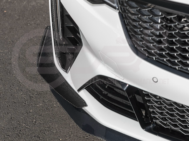 2020-UP CADILLAC CT4-V BLACKWING | CARBON FIBER FRONT LIP SPLITTER WITH CANARDS GROUND EFFECTS