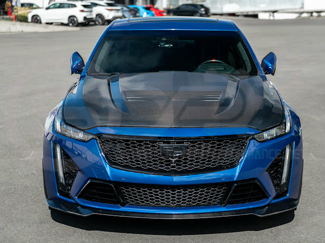 2020-Up Cadillac CT5 / CT5-V / CT5-V Blackwing | “CTS-V, V3” Style CARBON FIBER Front Vented Hood