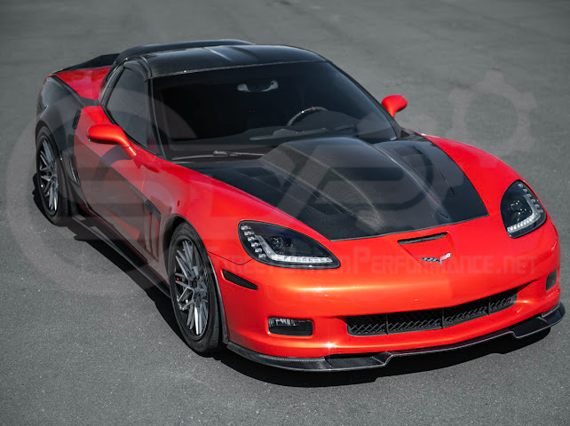 2005-2013 C6 Corvette - 427 /Grand Sport / Z06 / ZR1 | ZRA1 Style Front Splitter Lip Ground Effects (Carbon Fiber or Primer Black)