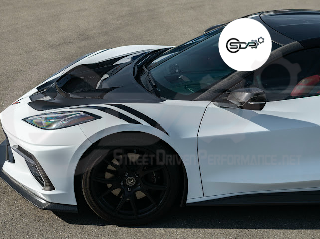 2020-PRESENT CHEVROLET CORVETTE C8 | ZR1 REPLICA STYLE CARBON FLASH FRONT VENTED HOOD