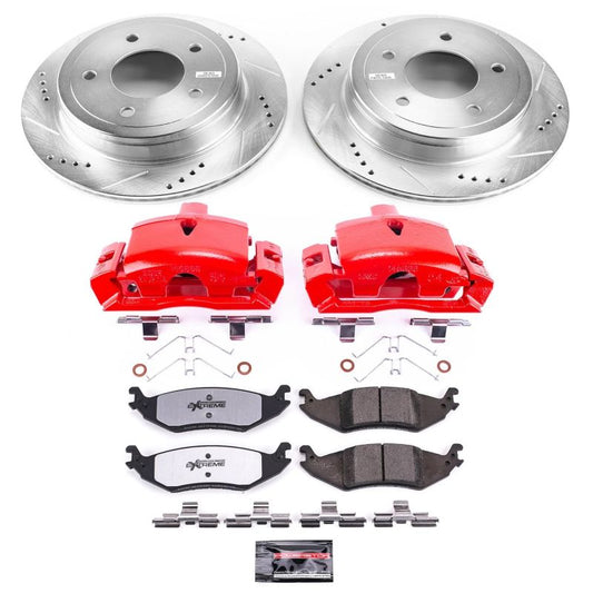 PowerStop rear Z36 truck and tow brake kit for Ford E-150 Club Wagon, including brake calipers and components.