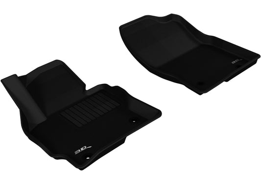 Black 3D MAXpider rubber floor mat for the first row of Mazda CX-5 (2013-2016) with Kagu design, showing textured surface and raised edges.