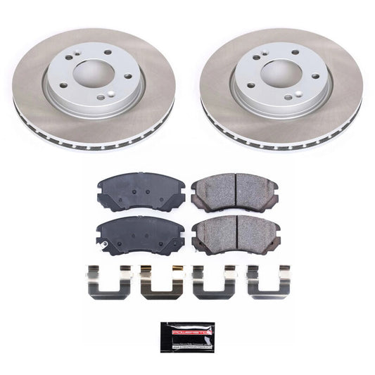 PowerStop front semi-coated rotor kit for Hyundai Elantra 2007-2010, performance brake kit with blank rotors.