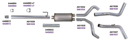 Diamond Eye Performance Catback exhaust for Ford F150 5.4L 2004-2008, dual gas outlet, with visible pipes and muffler.