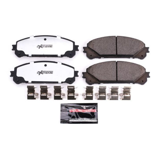 PowerStop Z36 performance brake pads for Lexus NX200t front, with hardware, designed for truck and tow applications.