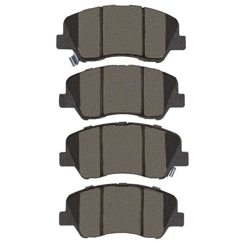 R1 Concepts Dodge Attitude R1 12-25 front ceramic brake pads, OE quality, shown with metal backing and friction material.