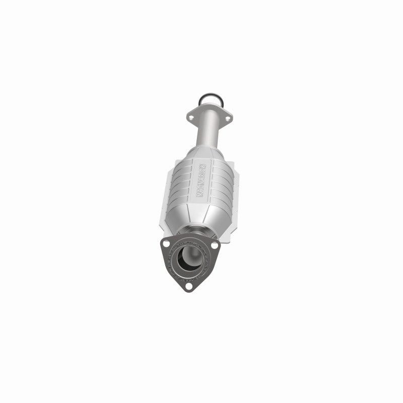 MagnaFlow direct fit catalytic converter for 2003-2004 Toyota Tundra V8 4.7L gas engine, showing the metal body and inlet/outlet ports