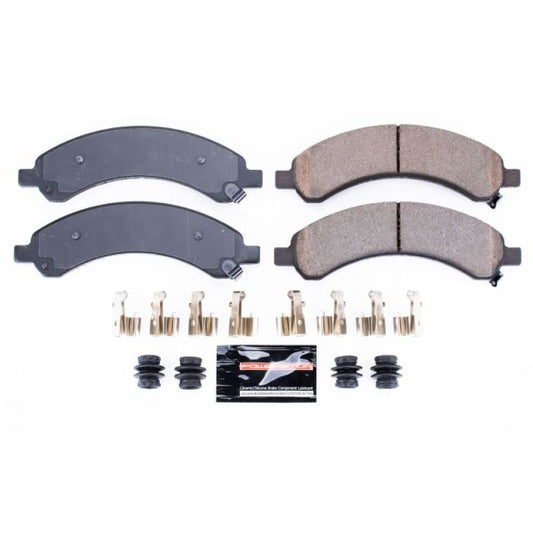 PowerStop Z23 Evolution Sport brake pads with hardware for Chevrolet Express 3500 rear, high-performance brake replacement.