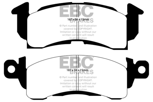EBC Ultimax2 front brake pads for 1973-74 Buick Apollo 4.1 engine, OE style brake pads with friction material for reliable stopping power.