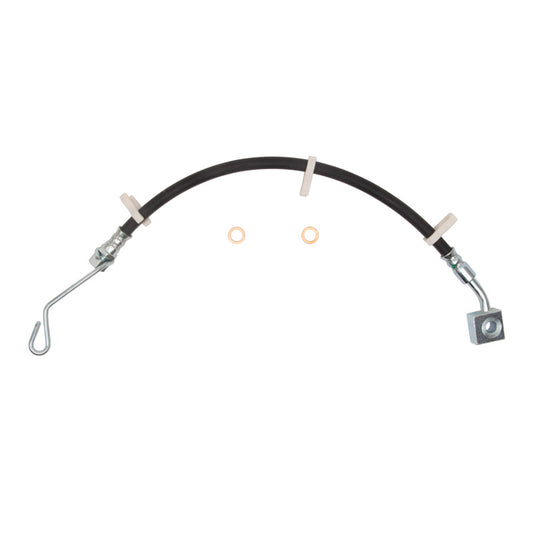 DFC 13-23 Ram 1500 rear-left brake hose from brake line kit, showing flexible rubber brake line with metal fittings.
