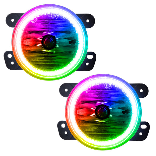 Oracle Lighting Jeep Grand Cherokee SMD FL color-changing fog lights without controller, showing sleek rectangular design and vibrant illumination.