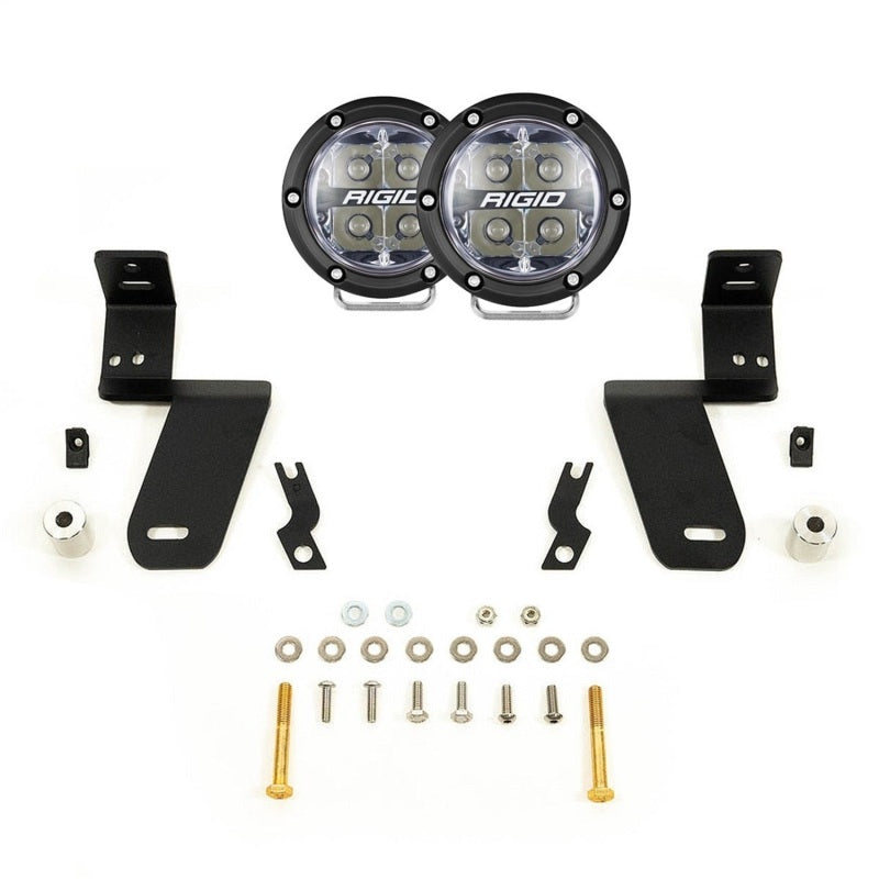 Rigid Industries 20-27 Chevrolet/GMC 2500/3500 HD A-Pillar 360 4-inch LED light bar mounted on truck A-pillar.