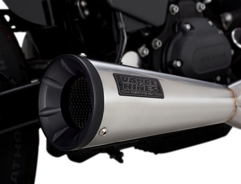 Vance & Hines HD Dyna 91-09 Upsweep SS 2-1 full system exhaust for Harley Davidson motorcycles, showing polished stainless steel finish