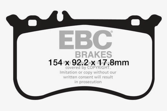 EBC Redstuff front brake pads for Mercedes-Benz CL550 5.5 AMG Sport, high-performance brake pads with red friction material.