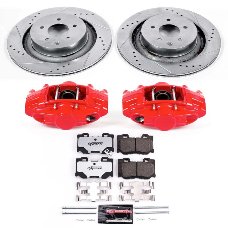 PowerStop rear Z26 Street Warrior brake kit with calipers for Infiniti G37 2008-2013, featuring performance brake components.