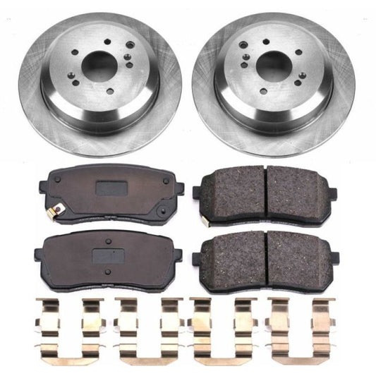 PowerStop OE rear brake kit for Hyundai Veracruz 2007-2012, includes brake pads and hardware for reliable stopping power.