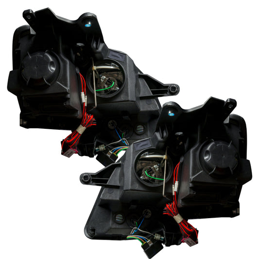 Oracle Lighting LED halo headlights for 2008-2012 GMC Acadia with red accents, pre-assembled non-HID headlight units.