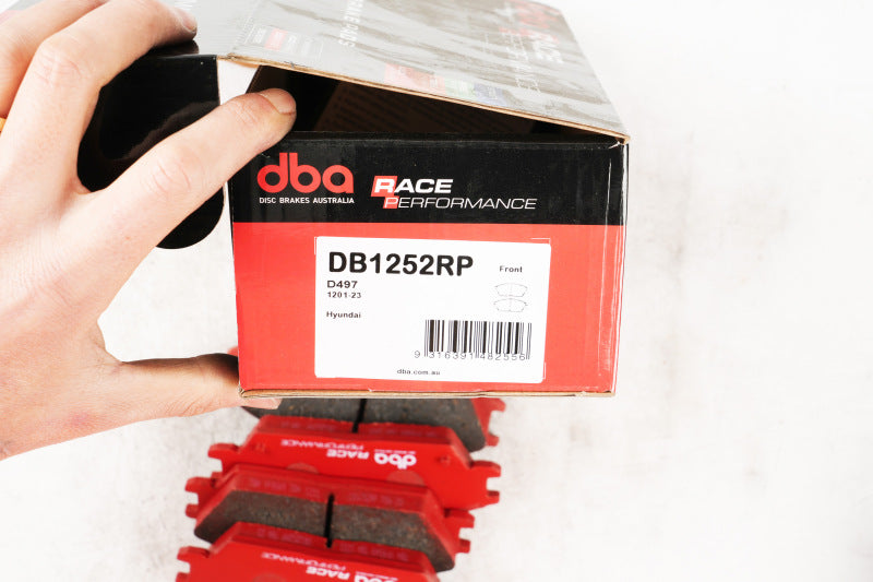 DBA racing front brake pads for Hyundai Accent 1.3L, 1.5L, 1.6L, high-performance brake pads for enhanced stopping power.