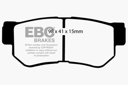 EBC Redstuff rear brake pads for 2008-2009 Hyundai Azera 3.3, high-performance brake pads with red friction material