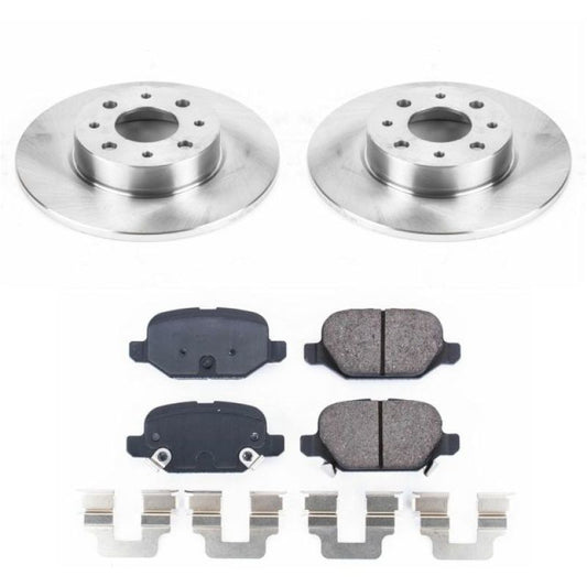 PowerStop OE rear brake kit for Fiat 500 2013-2018, includes brake rotors and pads, designed for reliable stopping power.