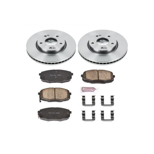 PowerStop OE brake kit for 2009-2012 Hyundai Elantra front brakes, including rotors and pads, for reliable stopping performance.