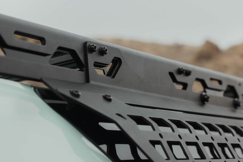 DV8 Offroad exterior window Molle panel for Toyota 4Runner roof rack, driver side, part of DV8 25-26 model accessories.
