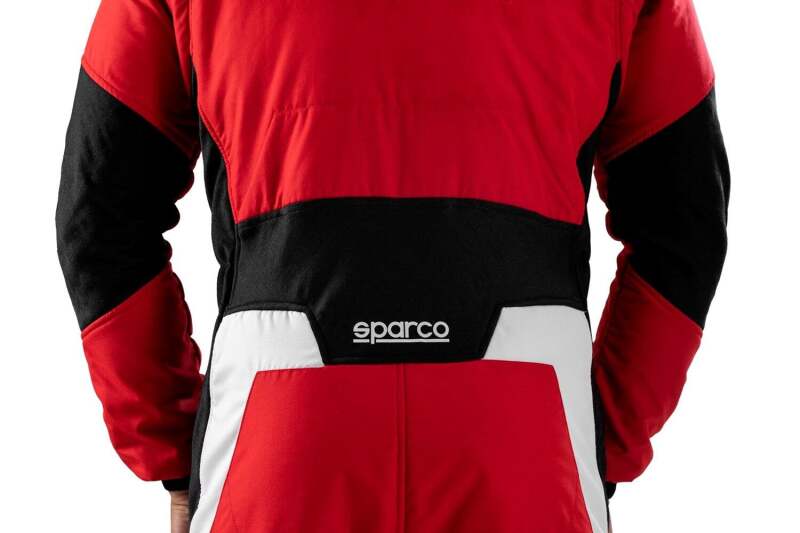 Red and white Sparco Superleggera racing suit in size 54, featuring racing suit design and branding details.