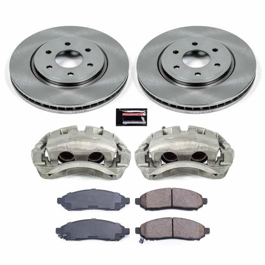 PowerStop OE brake calipers and front autospecialty kit for Nissan Frontier 2016-2022, includes calipers and hardware.