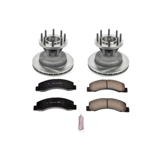 PowerStop OE brake rotors for Ford F-350 Super Duty front brake kit, showing clean, durable automotive brake components.