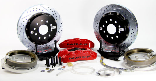 Baer Brakes 73-77 Buick Century 13-inch Pro+ rear SDZ performance brake kit with green calipers and rotors for classic car upgrade