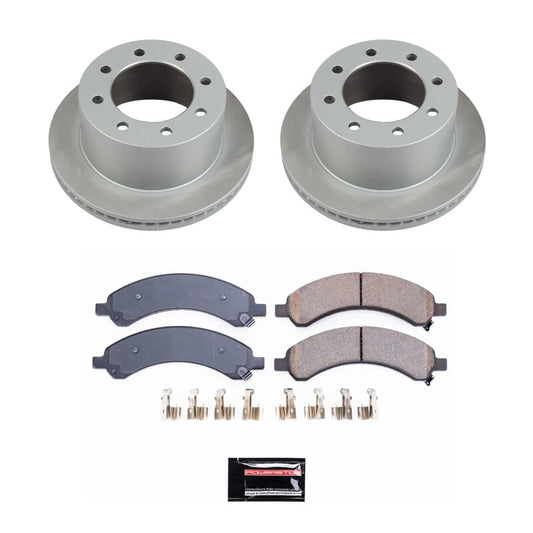 PowerStop rear semi-coated rotor kit for GMC Savana 3500, 2003-2008, performance brake components with a clean, finished look.