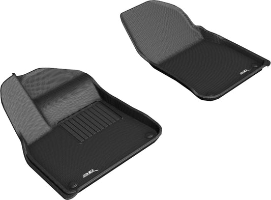 Black 3D MAXpider rubber floor mat for the first row in a 2019 Porsche Cayenne, featuring textured surface and custom fit.