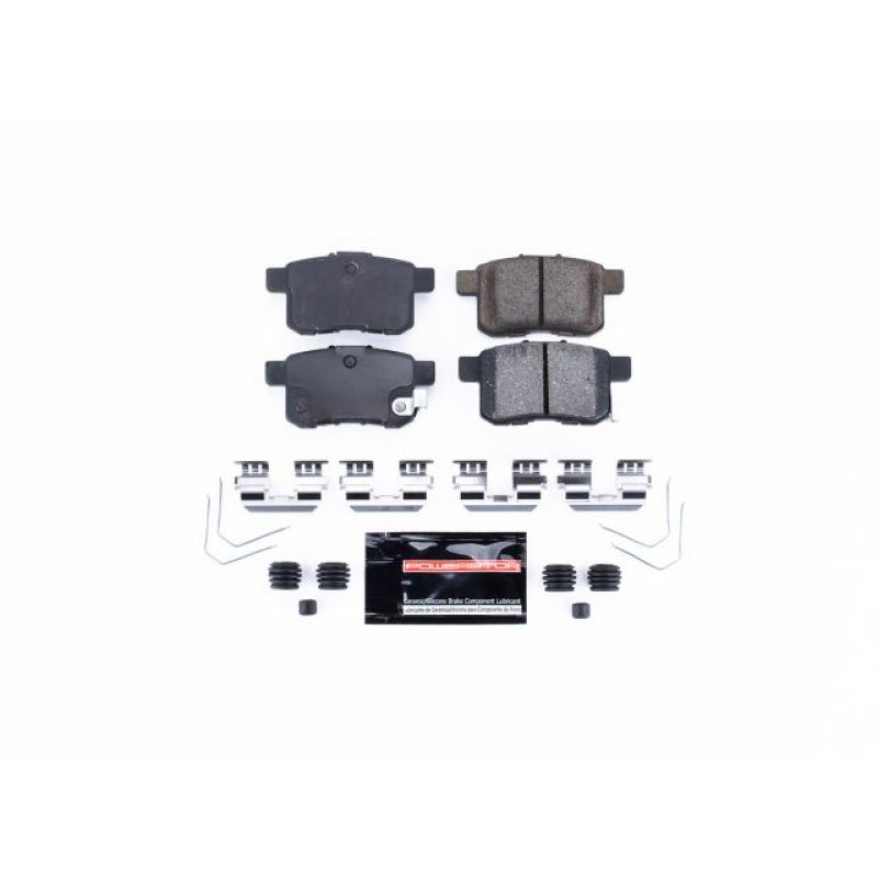 PowerStop Z23 Evolution sport brake pads with hardware for rear of Acura TSX 2011-2014, high-performance brake component.