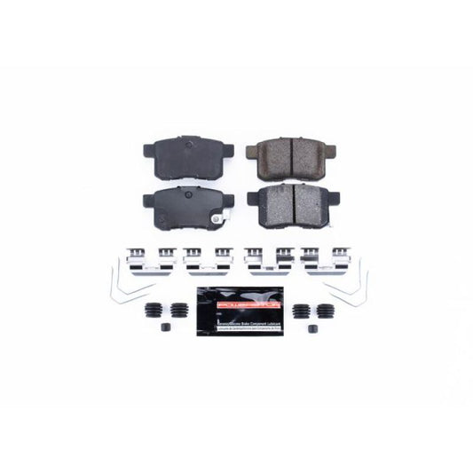 PowerStop Z23 Evolution sport brake pads with hardware for rear of Acura TSX 2011-2014, high-performance brake component.
