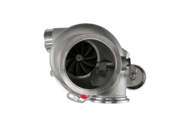 Turbosmart water-cooled V-band TS-2 turbocharger with 0.82AR internally wastegated design, shown from side view