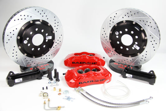 Baer Brakes 97-04 Chevrolet Corvette 14-inch Pro+ Rear SDZ Brake Kit with red calipers and performance rotors on a vehicle.